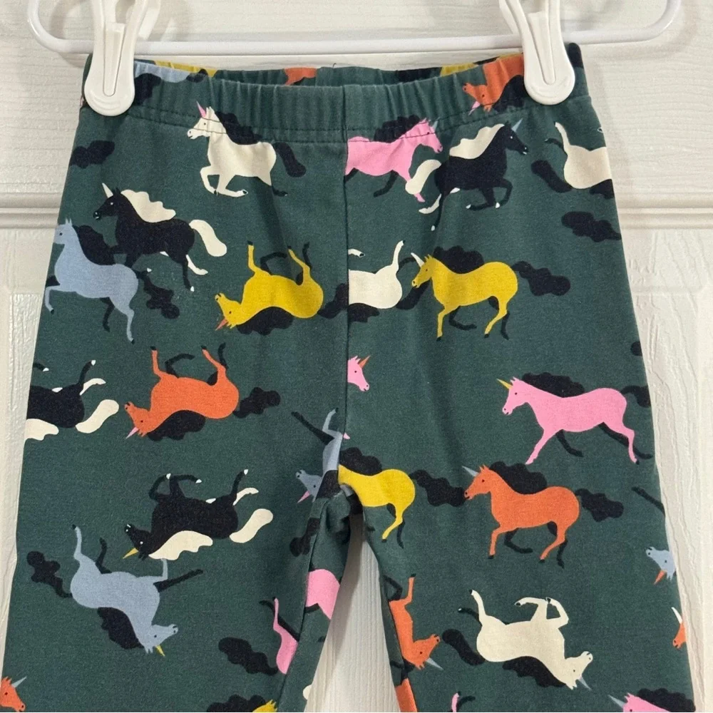 Hanna Andersson Baby Girl Green with Multicolored Horse Design Leggings - Picture 2 of 7
